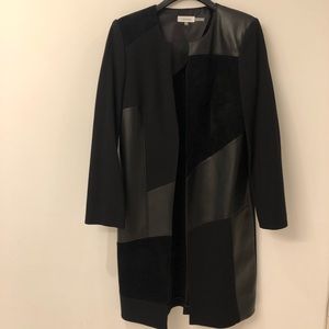 NWOT! Clavin Klein faux suede + leather coat. 8